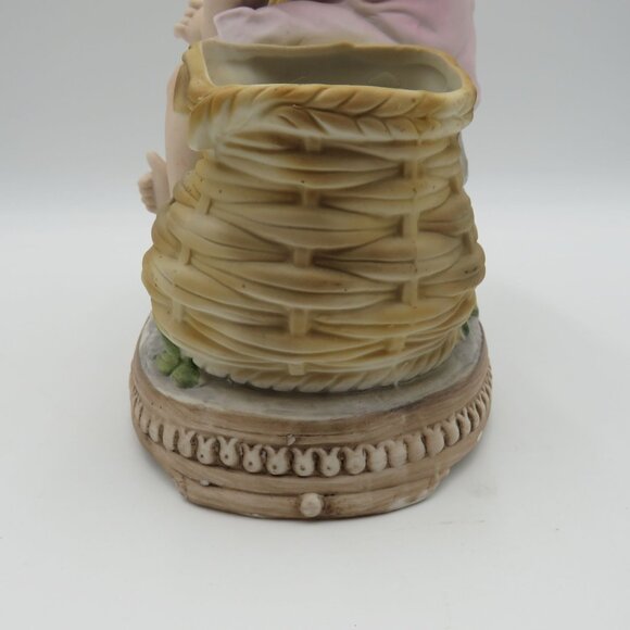 Vintage Porcelain Figurine Piano Baby Girl Baskets Planter 9" x 10" x 5" - Picture 7 of 16